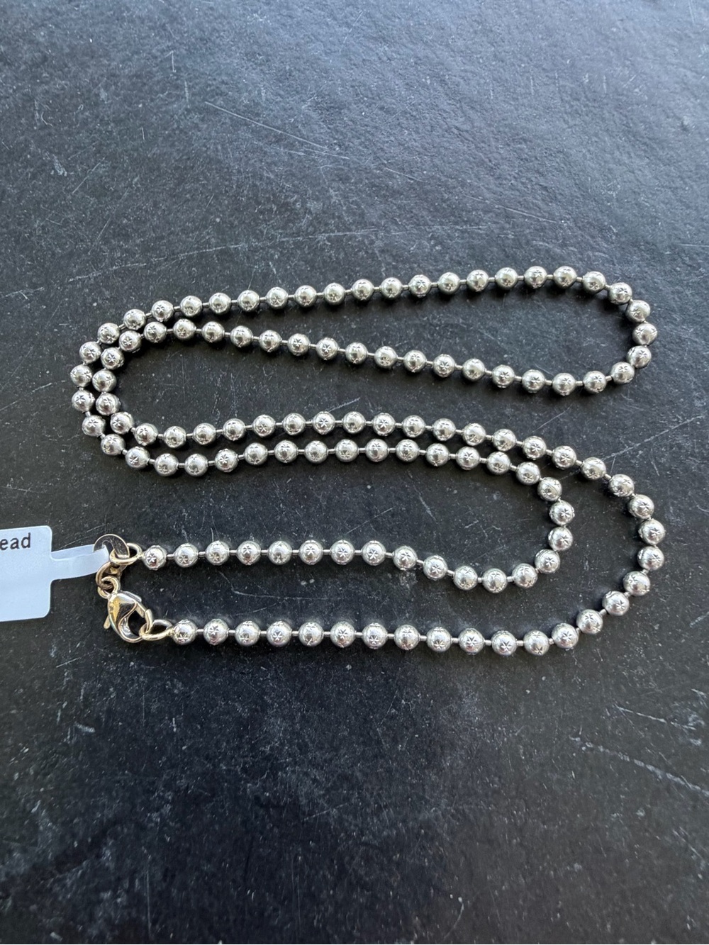 14kt. White Gold Beaded Ball Chain Necklace 18” long